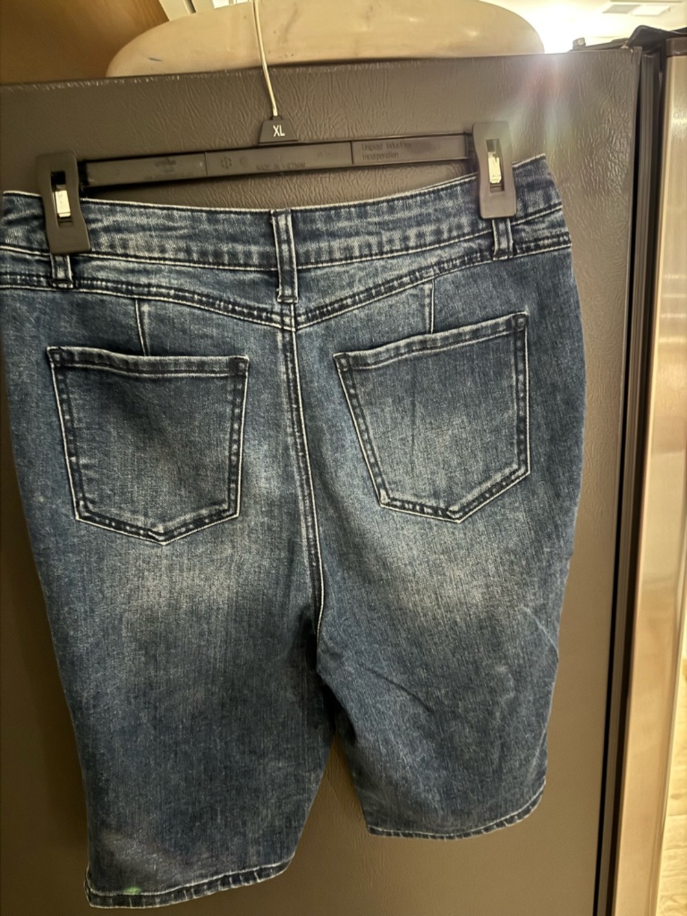 Fashion Nova Light to Medium Blue Distressed Denim Shorts - Picture 2 of 3